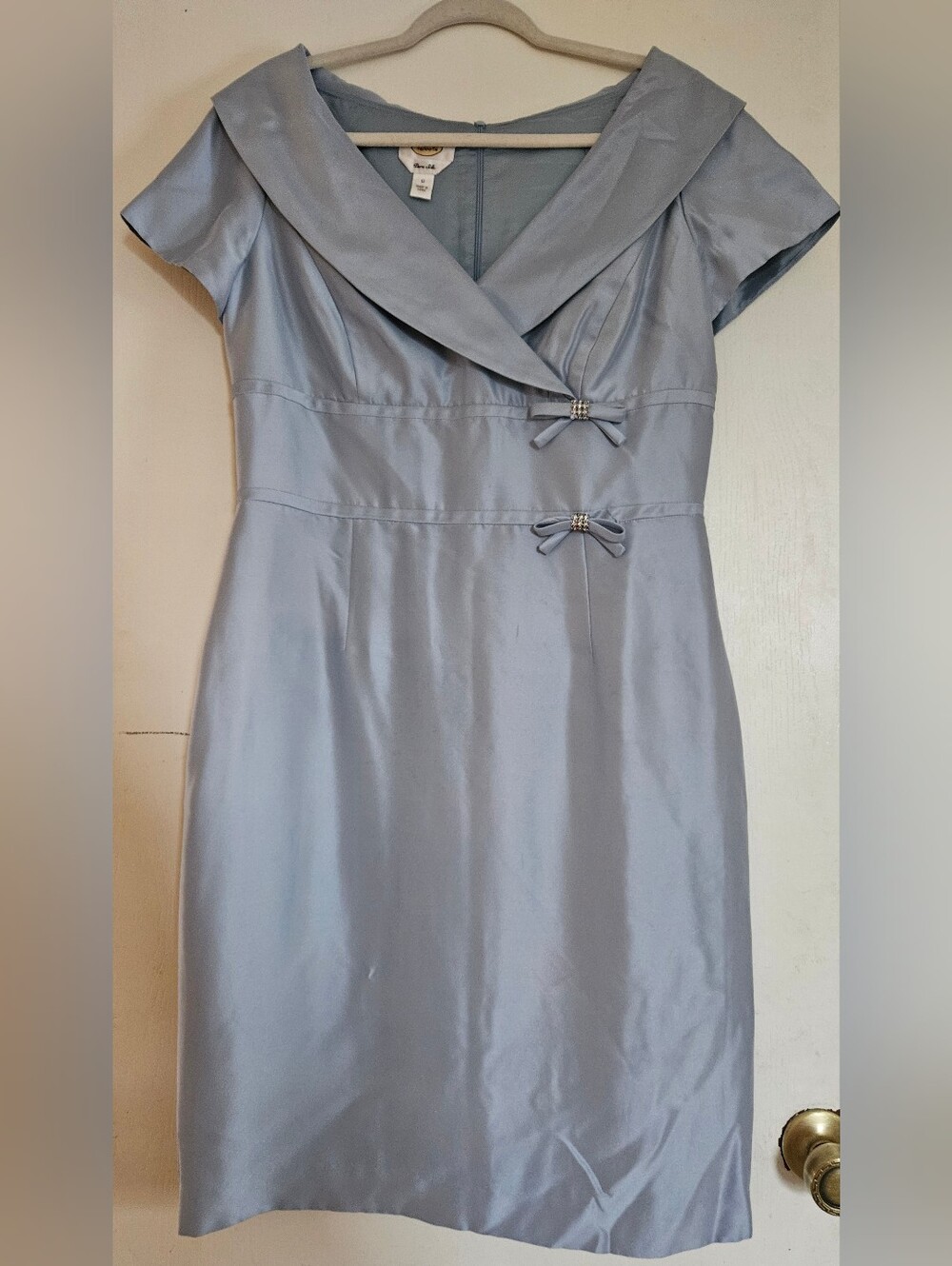 Vintage 90s Talbots Pure Silk Blue Mother of Bride Dress Size 12
